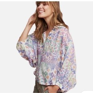 Antropologie Maeve Pastel Geometric Blouse
